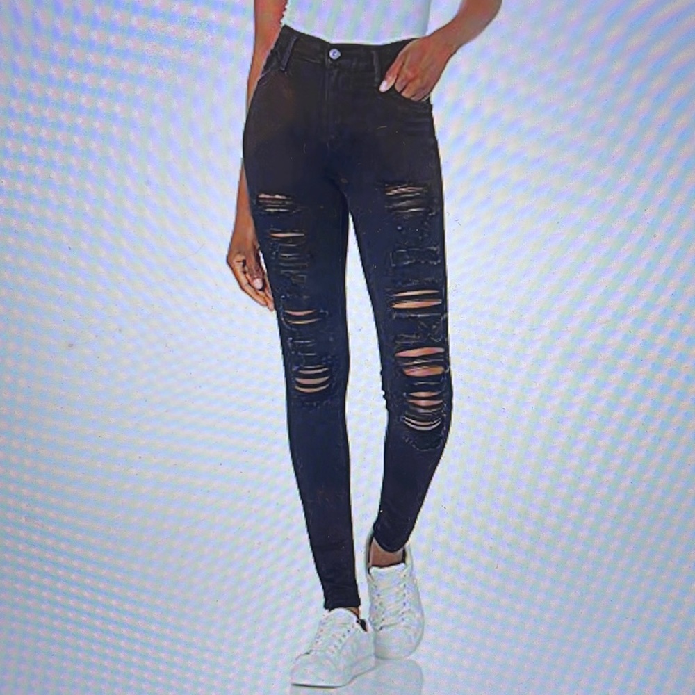 Levi’s 720 High Rise Super Skinny Distressed Black Jeans